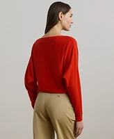 Lauren Ralph Petite Cotton-Blend Dolman-Sleeve Sweater