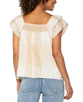 Liverpool Los Angeles Women's Printed Textured Woven Cotton Blouse