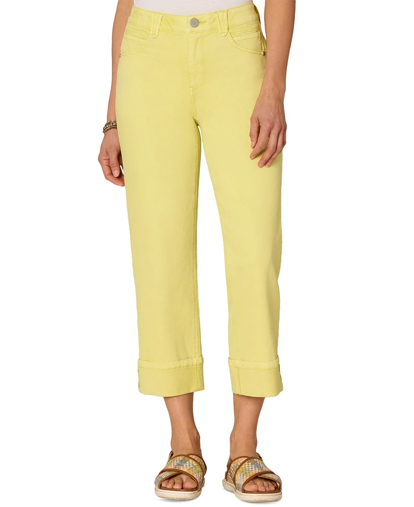 Democracy Petite High-Rise Cropped Cuffed Jeans