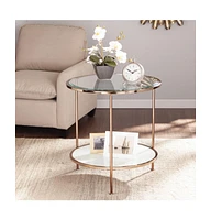 Round End Table with Shelf for Living Room or Bedroom Storage