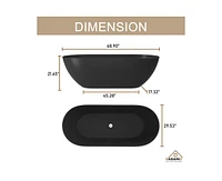 Casainc 69" x 30" Solid Surface Stone Freestanding Soaking Bathtub