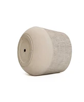 LuxenHome Blended Tan with Wood Pattern Round Tapered 11-Inch Tall MgO Planter, Indoor and Outdoor