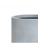 LuxenHome Minimalistic Modern Gray 13.8-Inch Tall Round Tapered MgO Planter