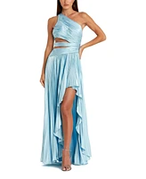 Mac Duggal Women's One Shoulder Pleated Charmeuse Gown with Slit