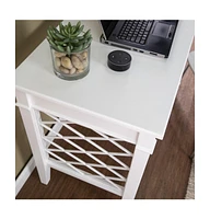 43" White Writing Desk With Two Drawers