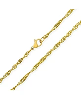 Bling Jewelry Thin 2.5MM Singapore Twist Rope Chain Necklace Yellow Gold Plated Stainless steel