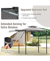 10.5 x 5 Ft Grill Gazebo with Side Awning and Double-Tiered Top