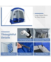 2 Rooms Oversize Privacy Shower Tent with Removable Rain Fly and Inside Pocket