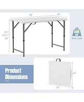 4 Feet Portable Camping Table with Hdpe Tabletop and Metal Legs