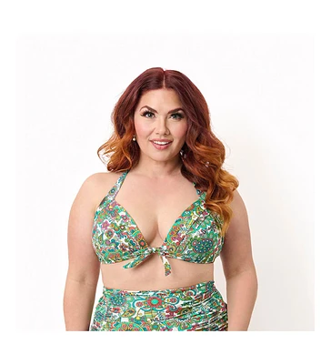 Unique Vintage Plus Monroe Halter Bikini Top