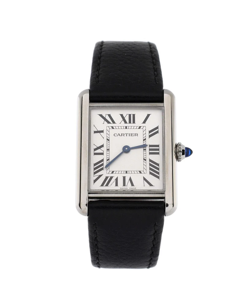 Pre-Owned Cartier Must de Cartier Tank Quartz Watch in Stainless Steel and Leather 25mm