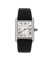 Pre-Owned Cartier Must de Cartier Tank Quartz Watch in Stainless Steel and Leather 25mm