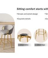 Set of 2 Modern 30 Inch Swivel Bar Stools with Upholstered Seats and Metal Legs Stylish Counter Height Chairs for Kitchen Dining or Home Bar-The Pop H