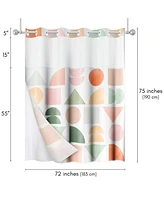 Americanflat 72x75 Hookless Shower Curtain - Abstract Shower Curtain with Sheer Panel, Snap-In