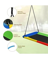 60 Inches Platform Tree Swing Outdoor with 2 Hanging Straps