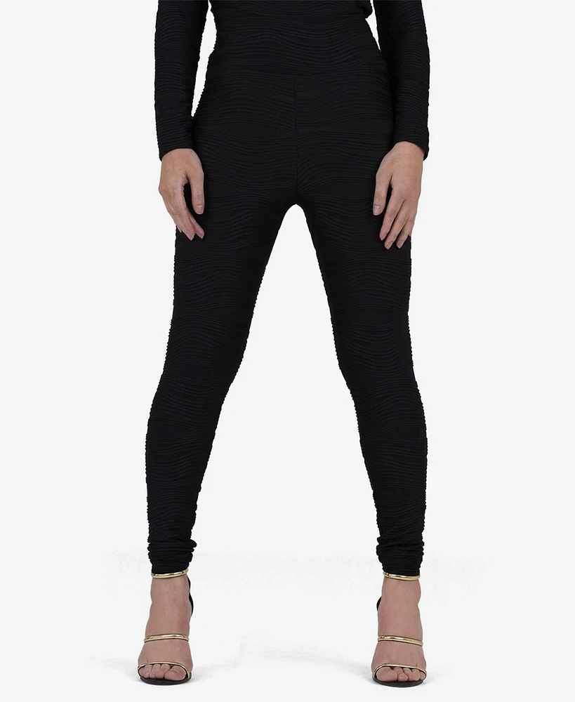 Terese Sydonna Women's Black High-Waist Sculpting Knit Pant