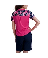 Stella Parker Women's 1/2 Zip Contrast Short Sleeve Polo