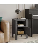 Gymax Set of 2 Nightstand Compact Side Sofa Table Open Shelf & Cabinet