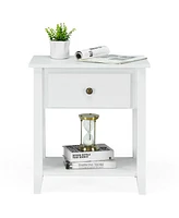 Gymax 2PCS Nightstand Sofa End Side Table W/ Storage Drawer Bottom Shelf