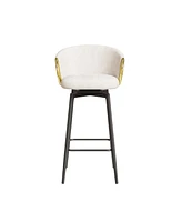 Set of 2 30 Inch Swivel Bar Stools with Upholstered Seats and Metal Legs Modern Counter Height Dining Chairs for Kitchen Island or Restaurant Use-The