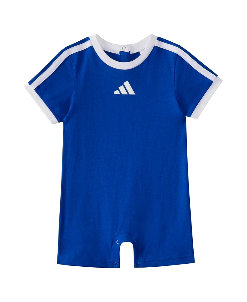 adidas Baby Boys 3-Stripe Short Sleeve Logo Romper