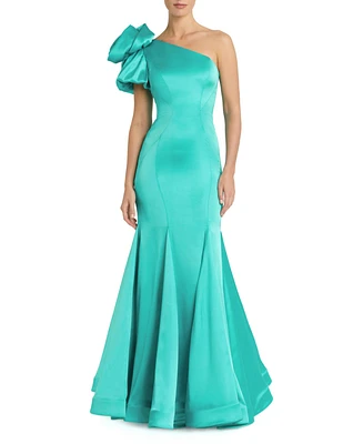 Mac Duggal Women's Off the Shoulder Bustier Satin Mermaid Gown