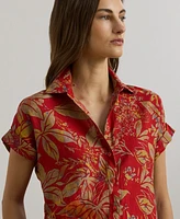 Lauren Ralph Petite Relaxed-Fit Floral Short-Sleeve Shirt