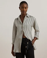 Lauren Ralph Petite Relaxed-Fit Striped Satin Shirt