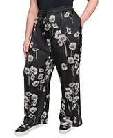 Karl Lagerfeld Paris Plus Flower-Print Wide-Leg Pants