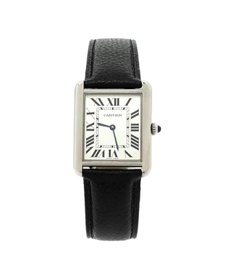 Pre-Owned Cartier Tank Solo Quartz Watch in Stainless Steel and Leather 27mm