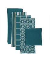 Design Imports Assorted Everyday Cotton Dishtowel and Dishcloth, Set of 5