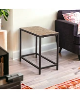 Tile-Top End Table – Stylish Side with Ceramic Inlay for Living Room or Hallway