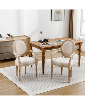 Solid Wood Dining Chair,Set of 2,Cream