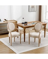 Solid Wood Dining Chair,Set of 2,Cream