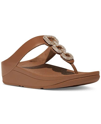 FitFlop Women's Fino Crystal Chain Leather Toe-Post Sandals