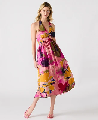 Steve Madden Women's Piper Printed Halter Sleeveless Midi Dress