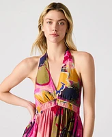 Steve Madden Women's Piper Printed Halter Sleeveless Midi Dress
