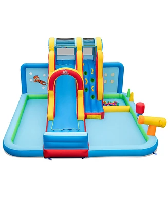 Inflatable Water Slide Water Park with Long Slide and Splash Pools and Ball Pit without Blower