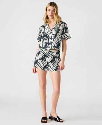 Steve Madden Womens Sandra Printed Button Front Shirt Marguerite High Rise Shorts