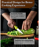 Cook N Home 4-Piece Paring Knife Set,High Carbon German Stainless Steel Kitchen Knives,Ergonomic Handle, Green