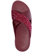 FitFlop Women's Lulu Embellished Metallic Crisscross Slide Sandals