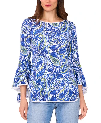 Sam & Jess Women's Paisley-Print Bell-Sleeve Top
