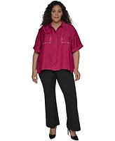 Karl Lagerfeld Paris Stud-Embellished Button-Front Shirt