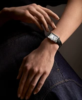 Baume & Mercier Women's Swiss Hampton Black Leather Strap Watch 35x22mm