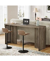 Tribesigns Bar Table, 63-Inch Counter Height Pub Table, Industrial Bar Height Table, Rectangular High Top Kitchen & Dining Counter Tables with Louvere