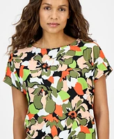 Ak Anne Klein Petite Floral-Print Top