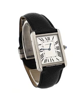 Pre-Owned Cartier Must de Cartier Tank Quartz Watch in Stainless Steel and Leather 28mm