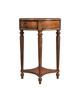 Solid and Manufactured Wood Round End Table with Drawer and Shelf for Stylish Storage
