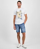 Guess Men's Faded Flower Short Sleeve Logo Graphic T-Shirt