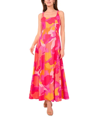Msk Women's Printed Square-Neck Sleeveless Maxi Dress